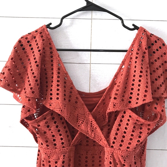 HD in Paris Orange Eyelet Piacere Midi Dress - Picture 6 of 8